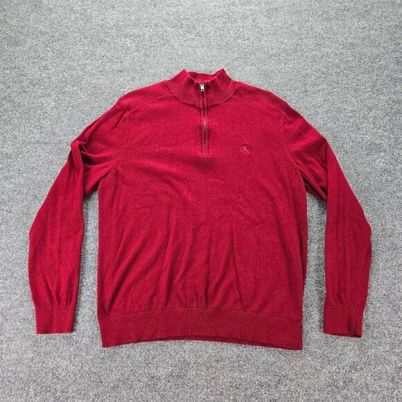 Express Sweater Mens‎ Large Red 1/4 Zip Wool Cotton Pullover Outdoor Casual - Picture 1 of 8